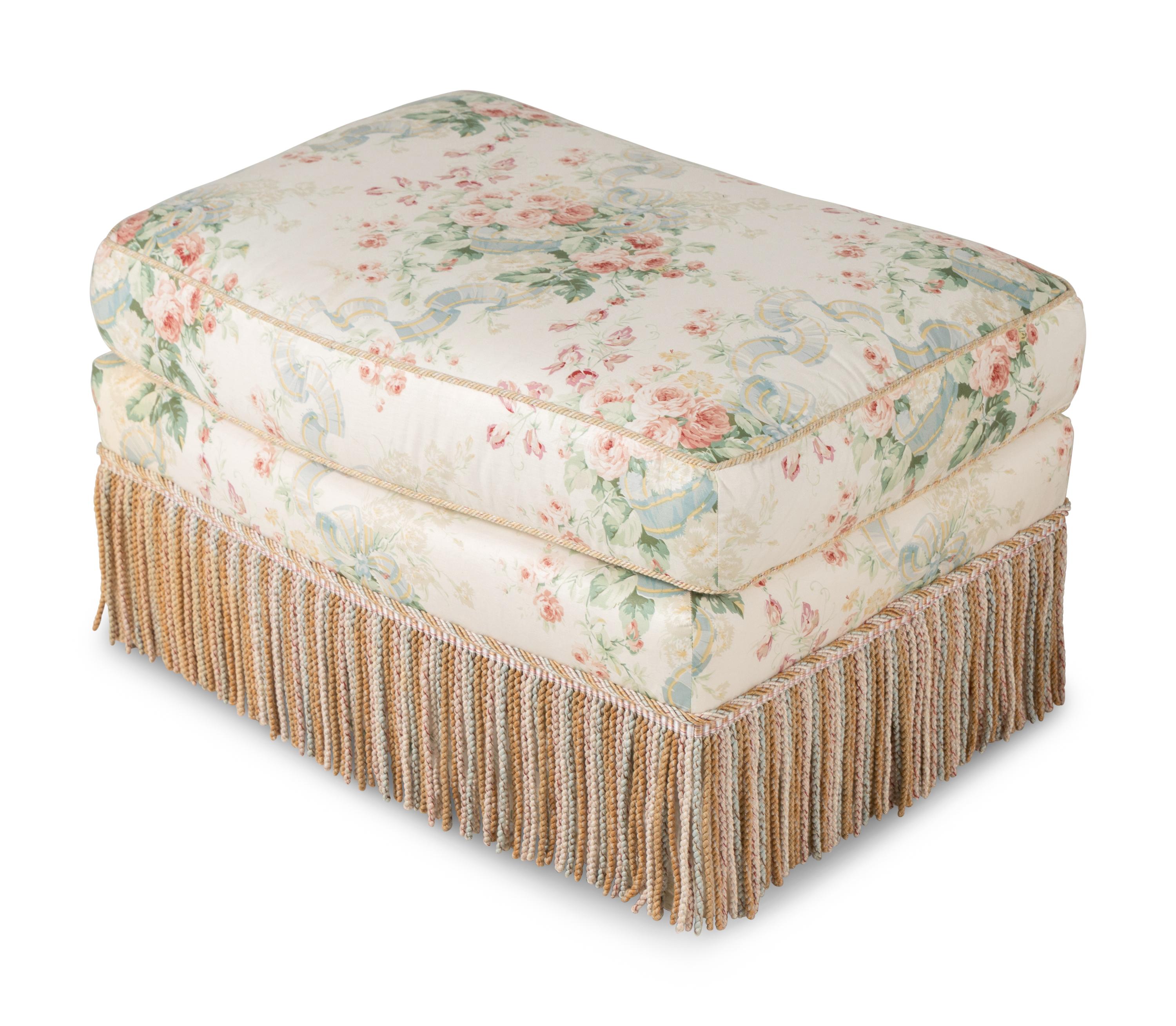 A Floral Chintz-Upholstered Lounge Chair and Ottoman