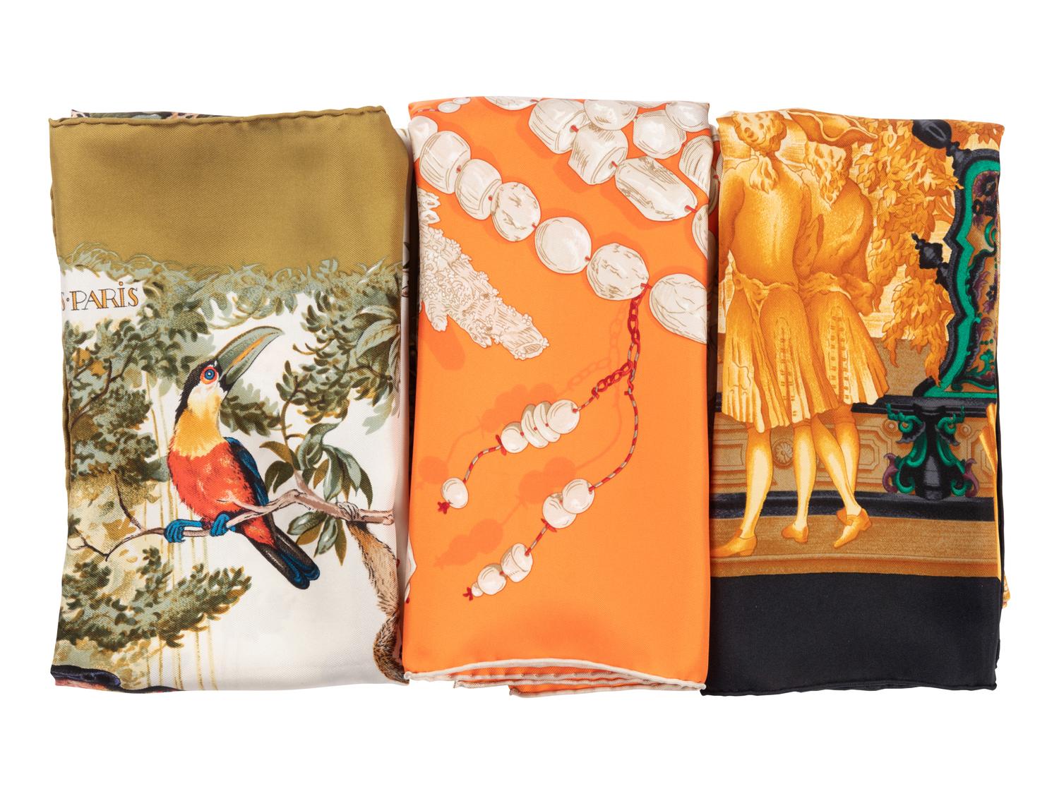 Three Hermès 90cm Silk Scarves