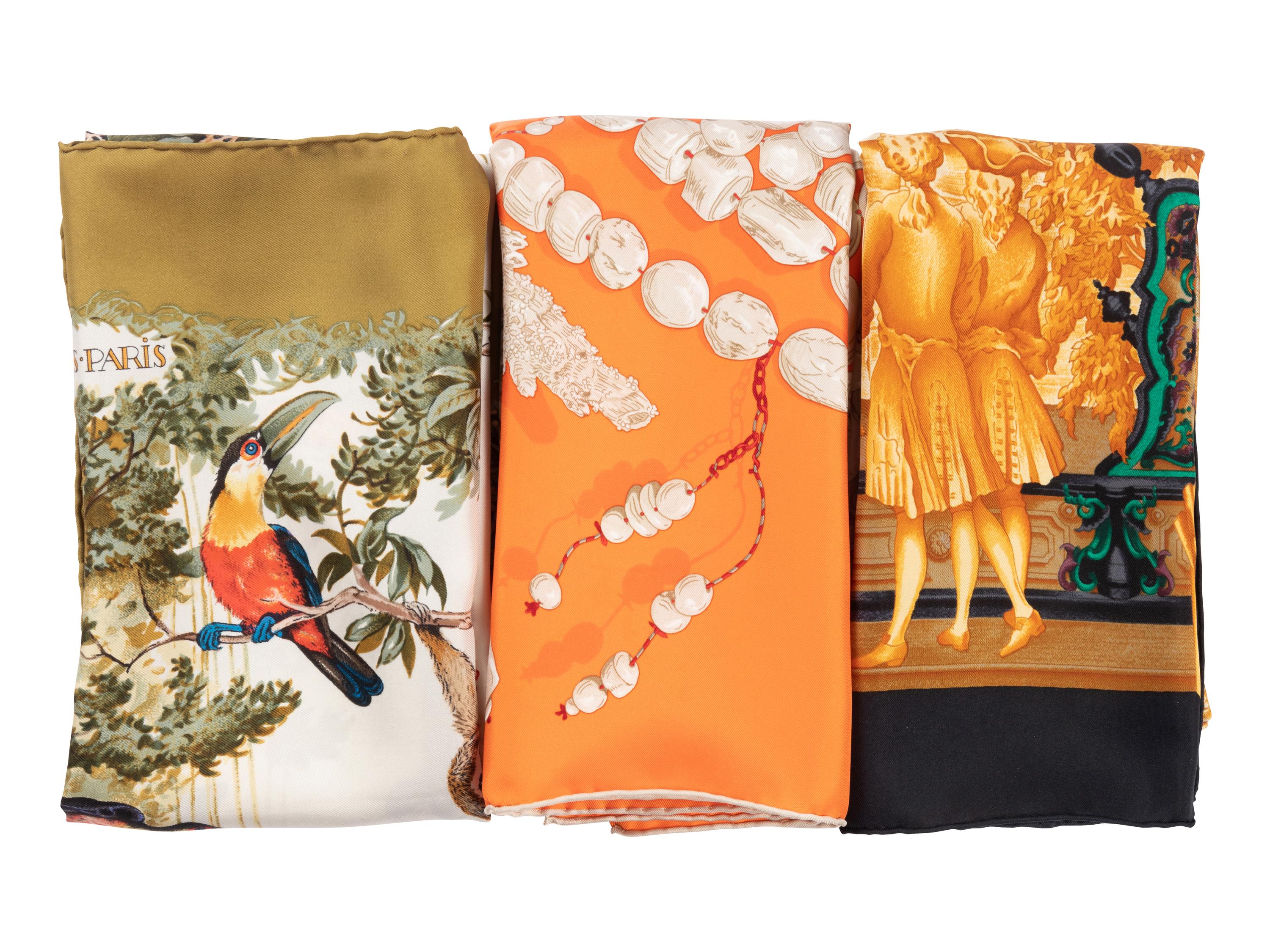 Three Hermès 90cm Silk Scarves
