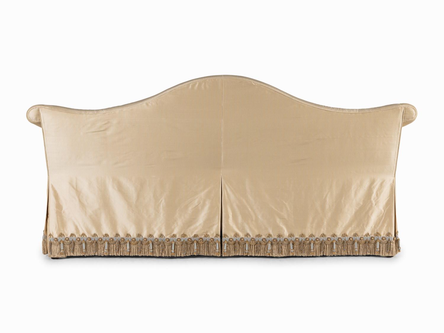 A Custom Silk-Upholstered Camelback Settee