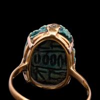 An Egyptian Faience Scarab Ring