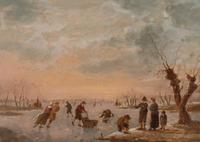 Ice Skaters on a Frozen River