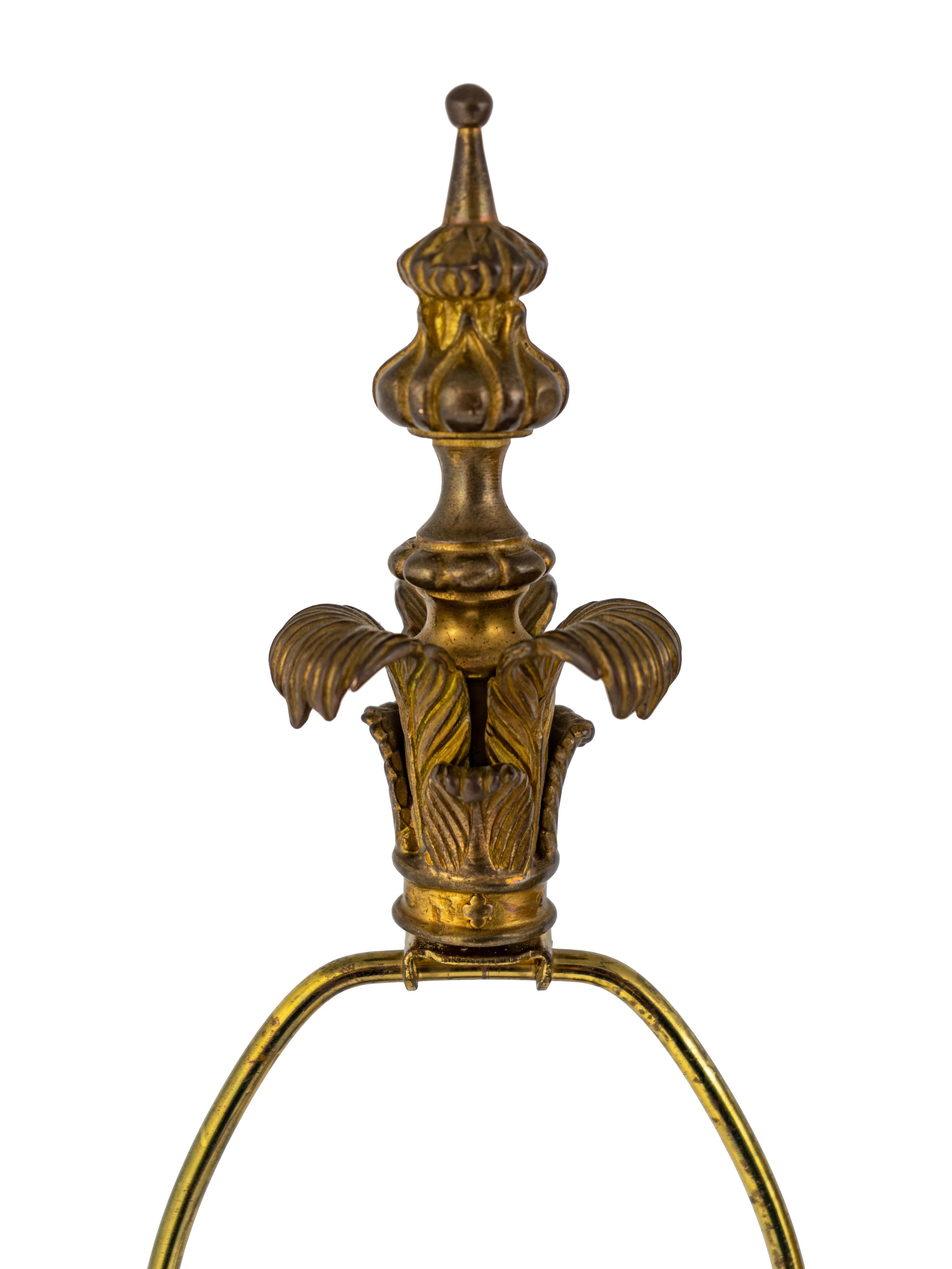 A Pair of Tole and Glass Lamps