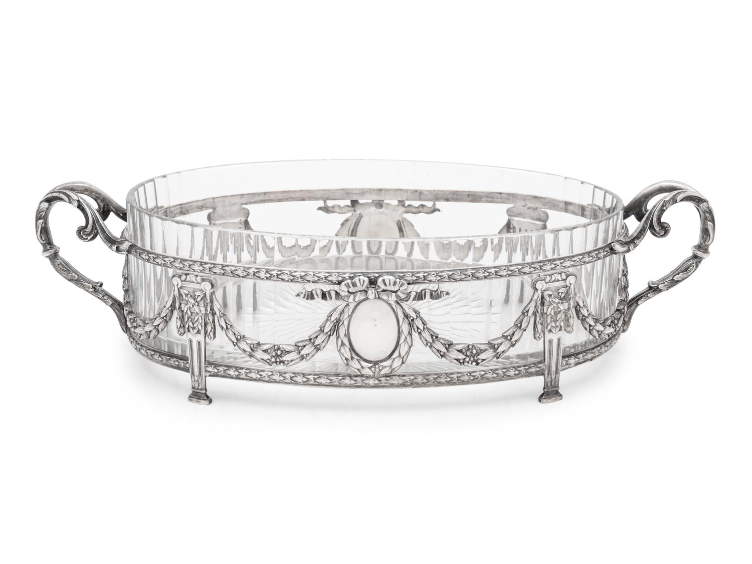 A French Silver-Plate and Cut Glass Center Bowl