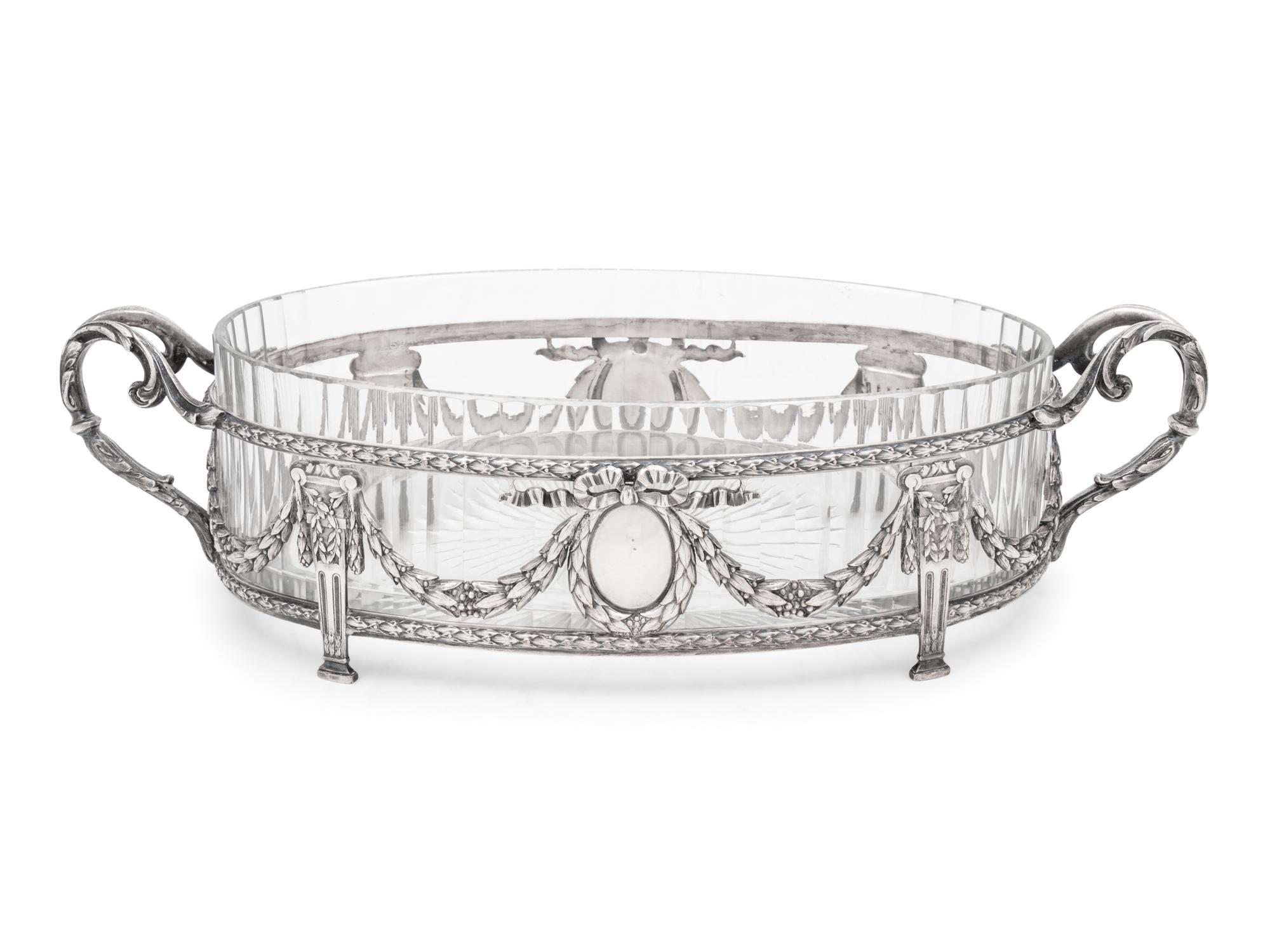 A French Silver-Plate and Cut Glass Center Bowl
