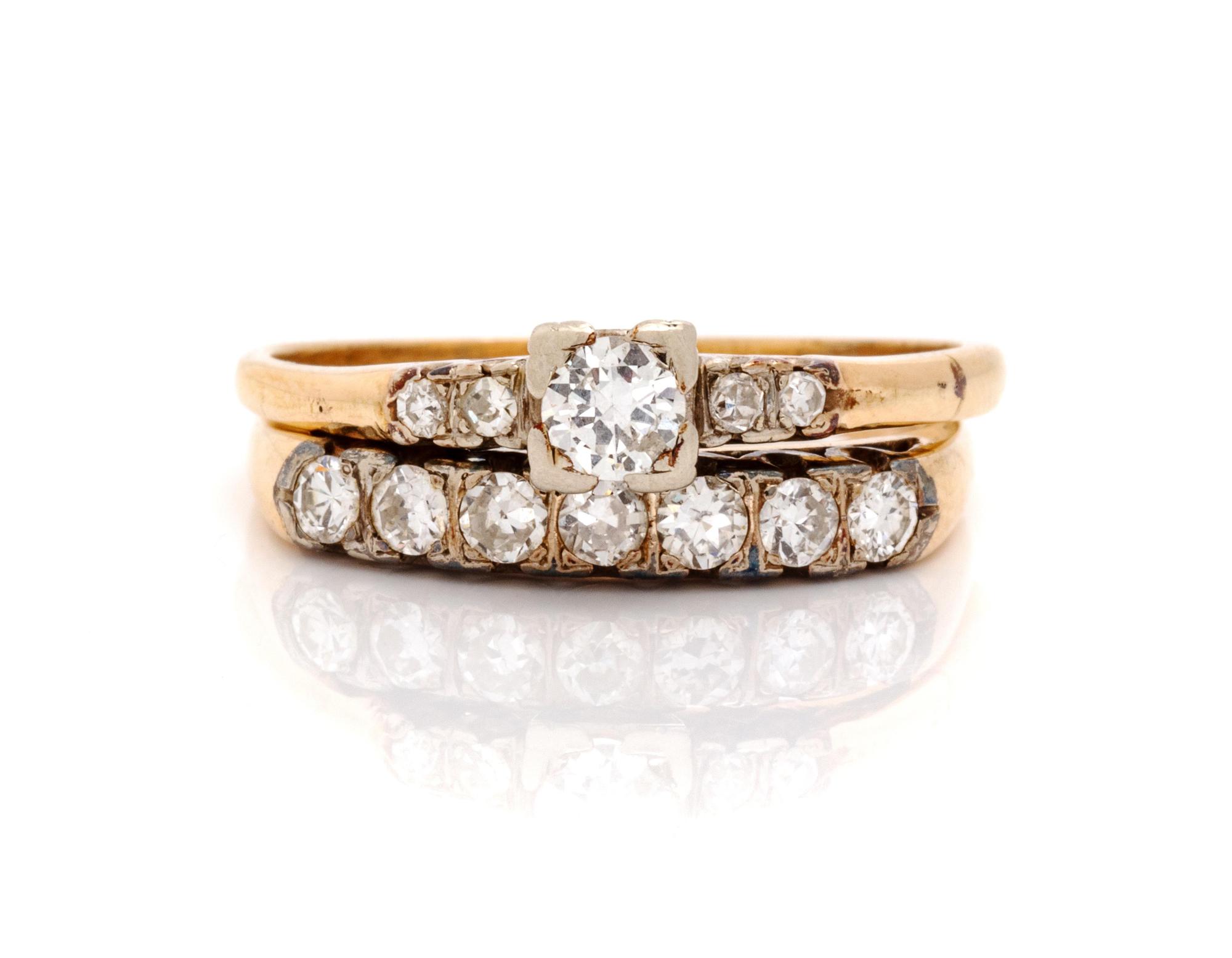 A Collection of 14 Karat Bicolor Gold and Diamond Rings,