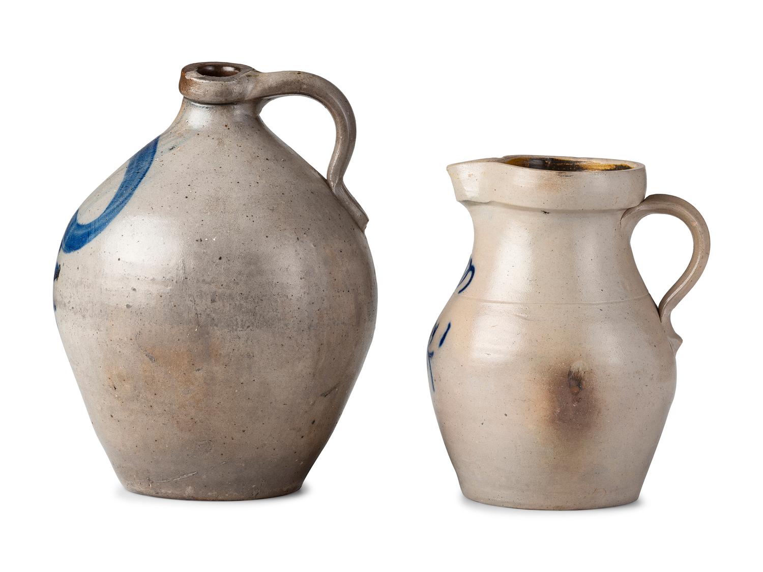 A Cobalt Decorated Stoneware Pitcher and Jug