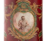A Pair of Polychrome Painted Tea Canisters Mounted as Lamps