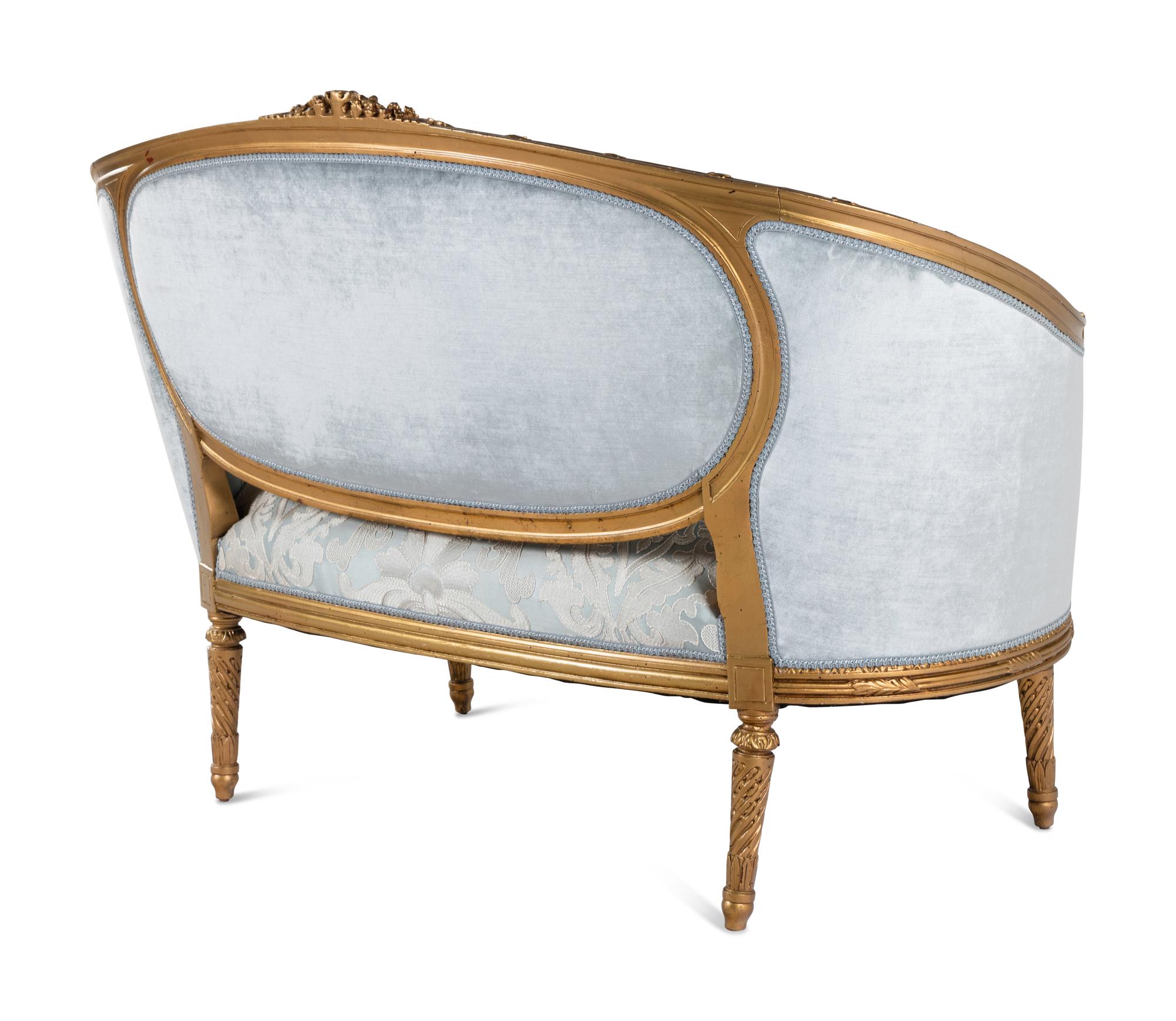 A Louis XVI Style Giltwood Settee