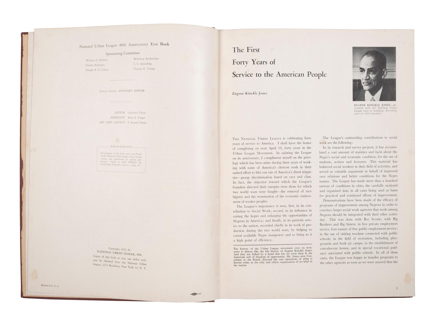 [CIVIL RIGHTS]. National Urban League 40th Anniversary Year Book 1950 . New York, NY: National Urban League, 1951.