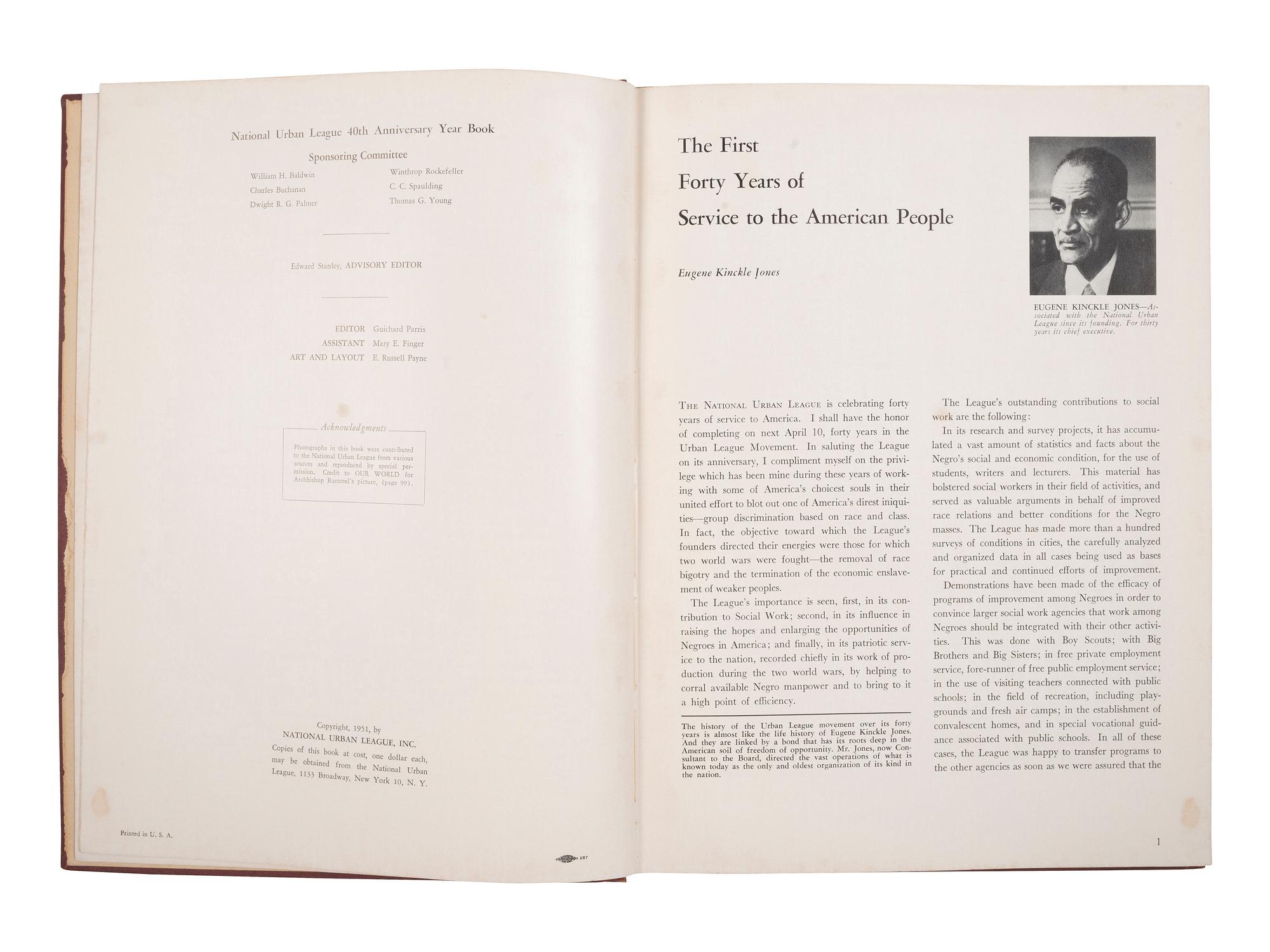 [CIVIL RIGHTS]. National Urban League 40th Anniversary Year Book 1950 . New York, NY: National Urban League, 1951.