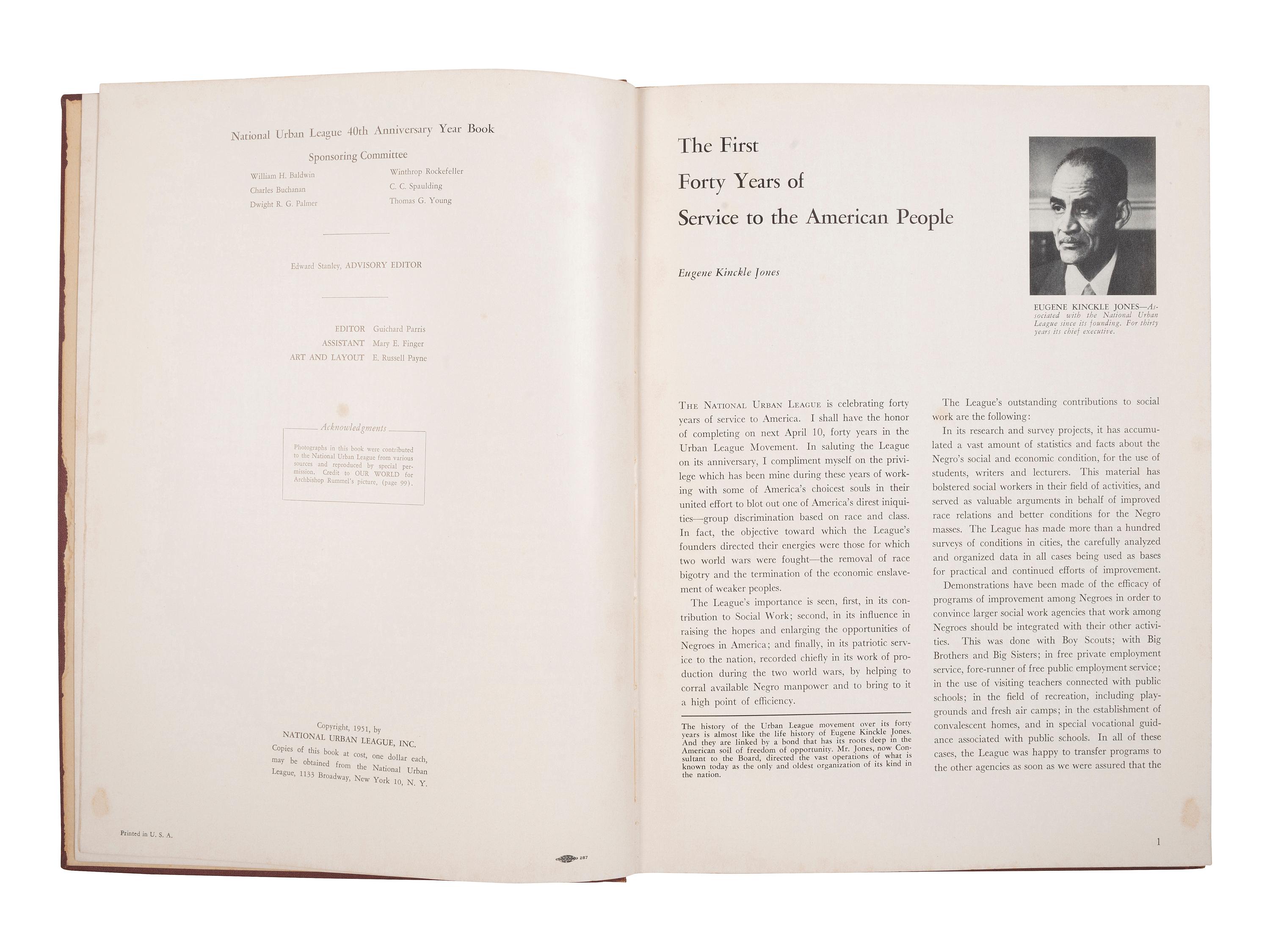 [CIVIL RIGHTS]. National Urban League 40th Anniversary Year Book 1950 . New York, NY: National Urban League, 1951.