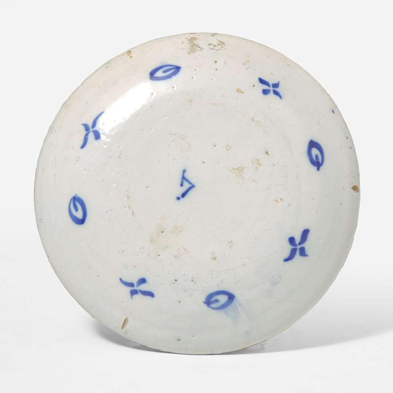 A Dutch Delft marriage plate Dated "1731"