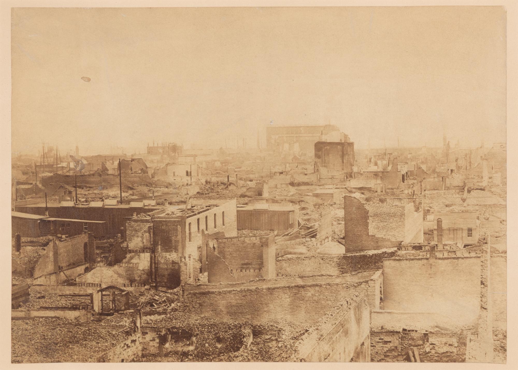 [Chicago Fire]. Smith, Joshua (1818-1891), photographer. Chicago, as seen after the great Conflagration . Washington, 1871.