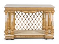 A North European White-Painted and Parcel-Gilt Marble-Top Console Table