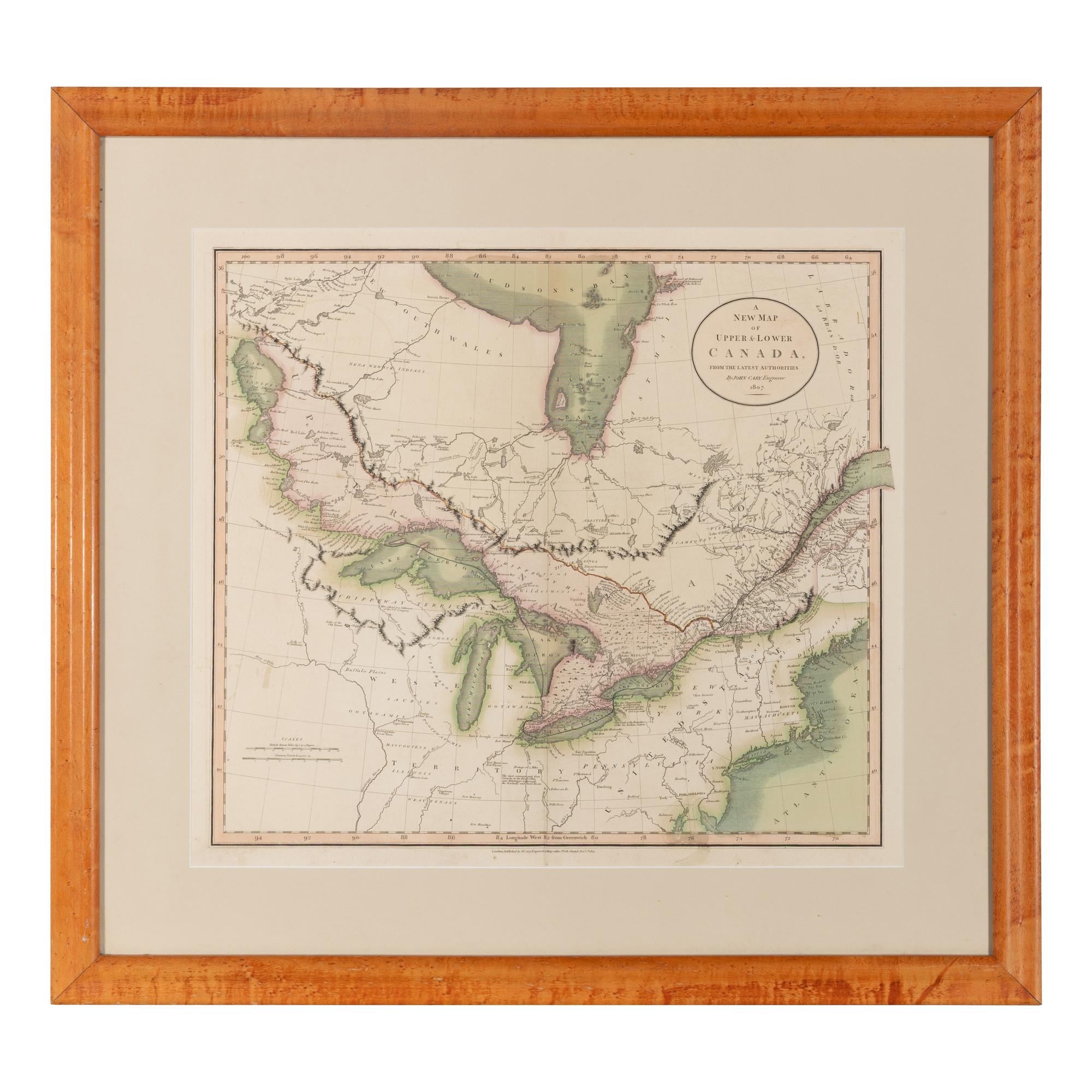[Maps & Atlases] Cary, John. Map of Upper and Lower Canada from the Latest Authorities