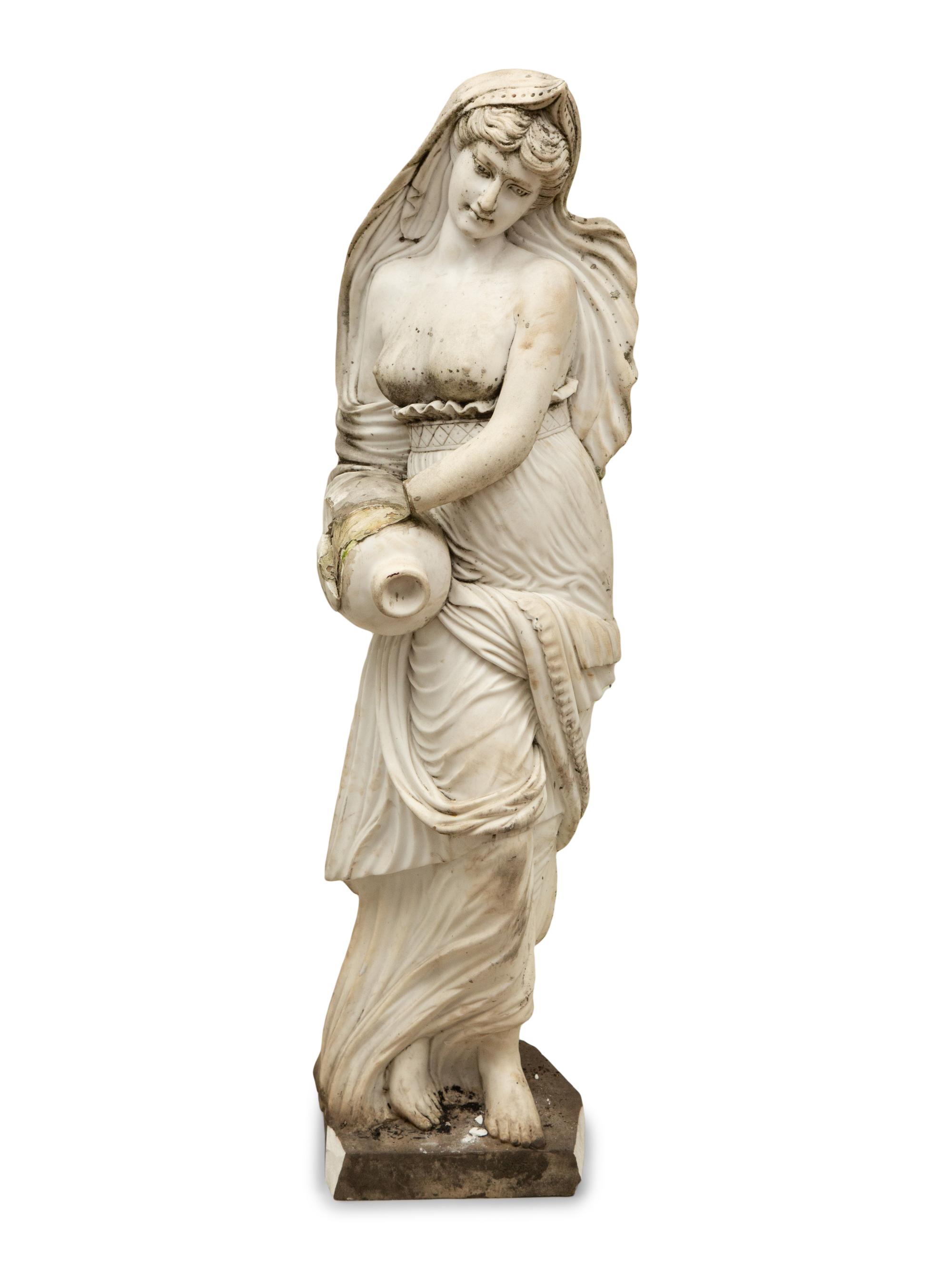 A Carved Marble Figure of a Water Maiden