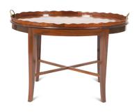 A George III Inlaid Mahogany Oval Tray on Stand — 19TH CENTURY