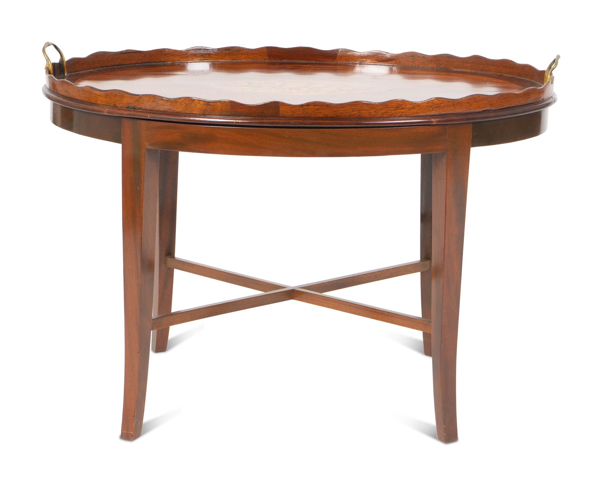 A George III Inlaid Mahogany Oval Tray on Stand — 19TH CENTURY