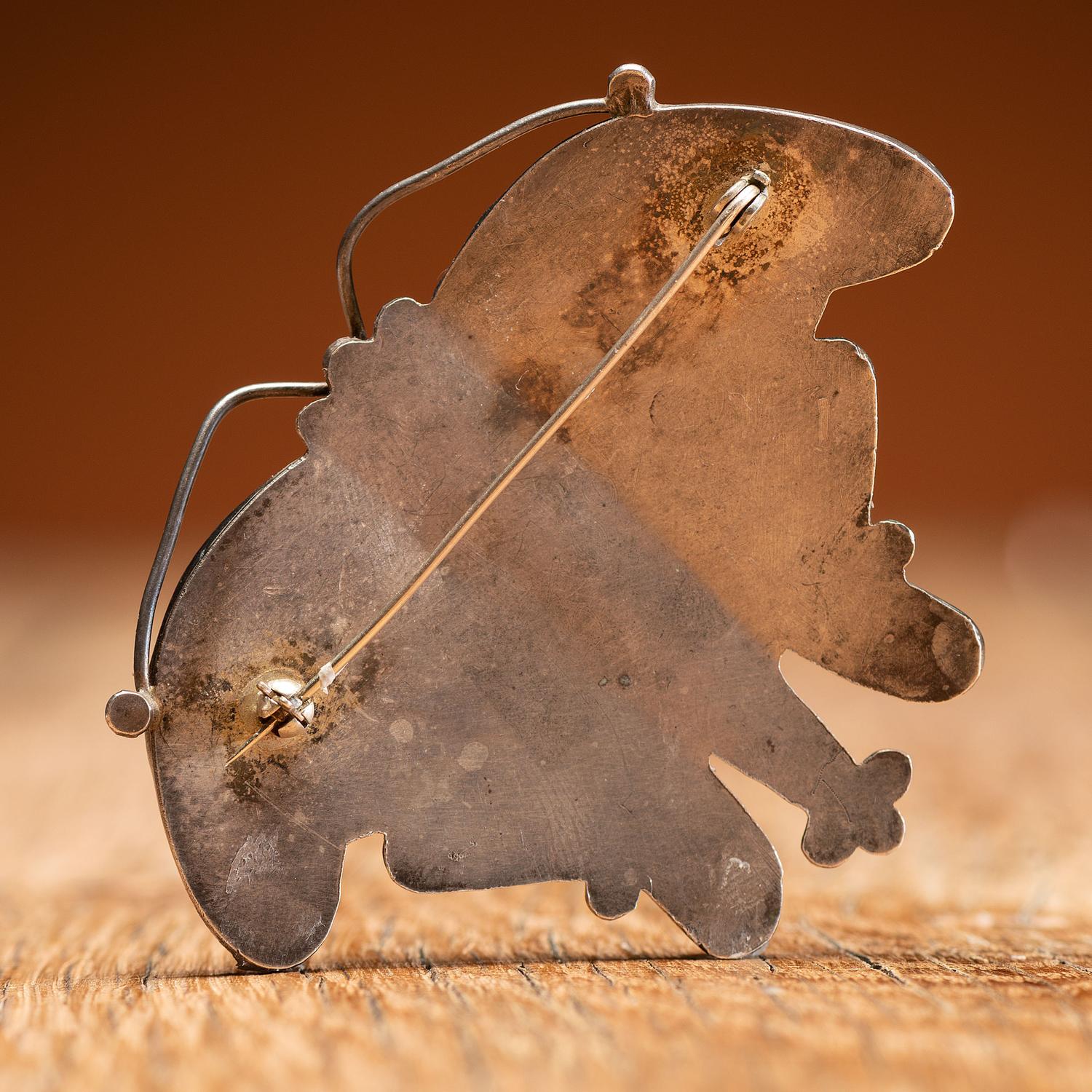 Zuni Silver and Mosaic Inlay Butterfly Pin / Brooch