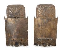 A Pair of Dutch Pressed Brass One-Light Shell-and-Flower Wall Sconces