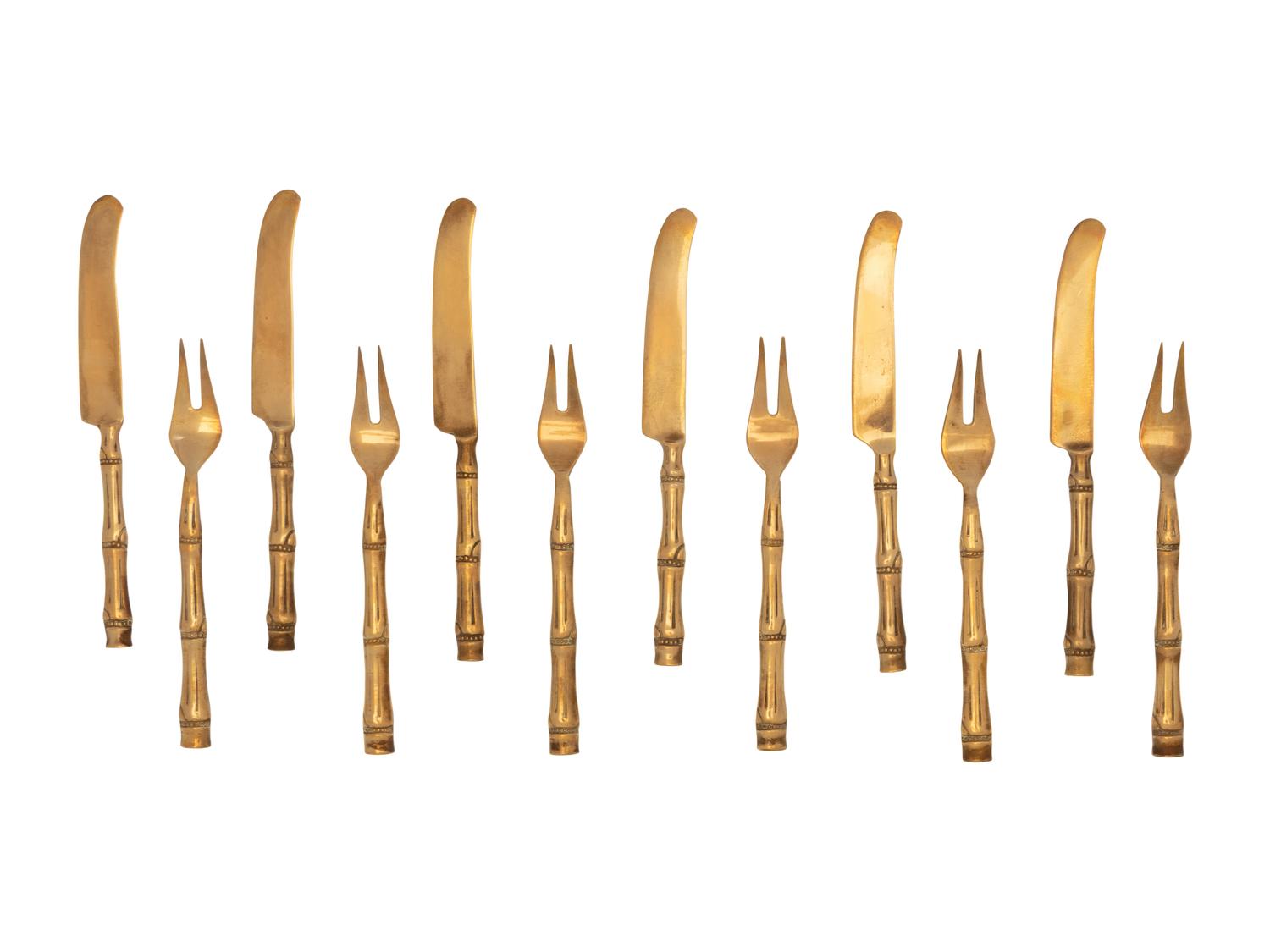 Two Cased Sets of Thai Bronze Flatware Articles