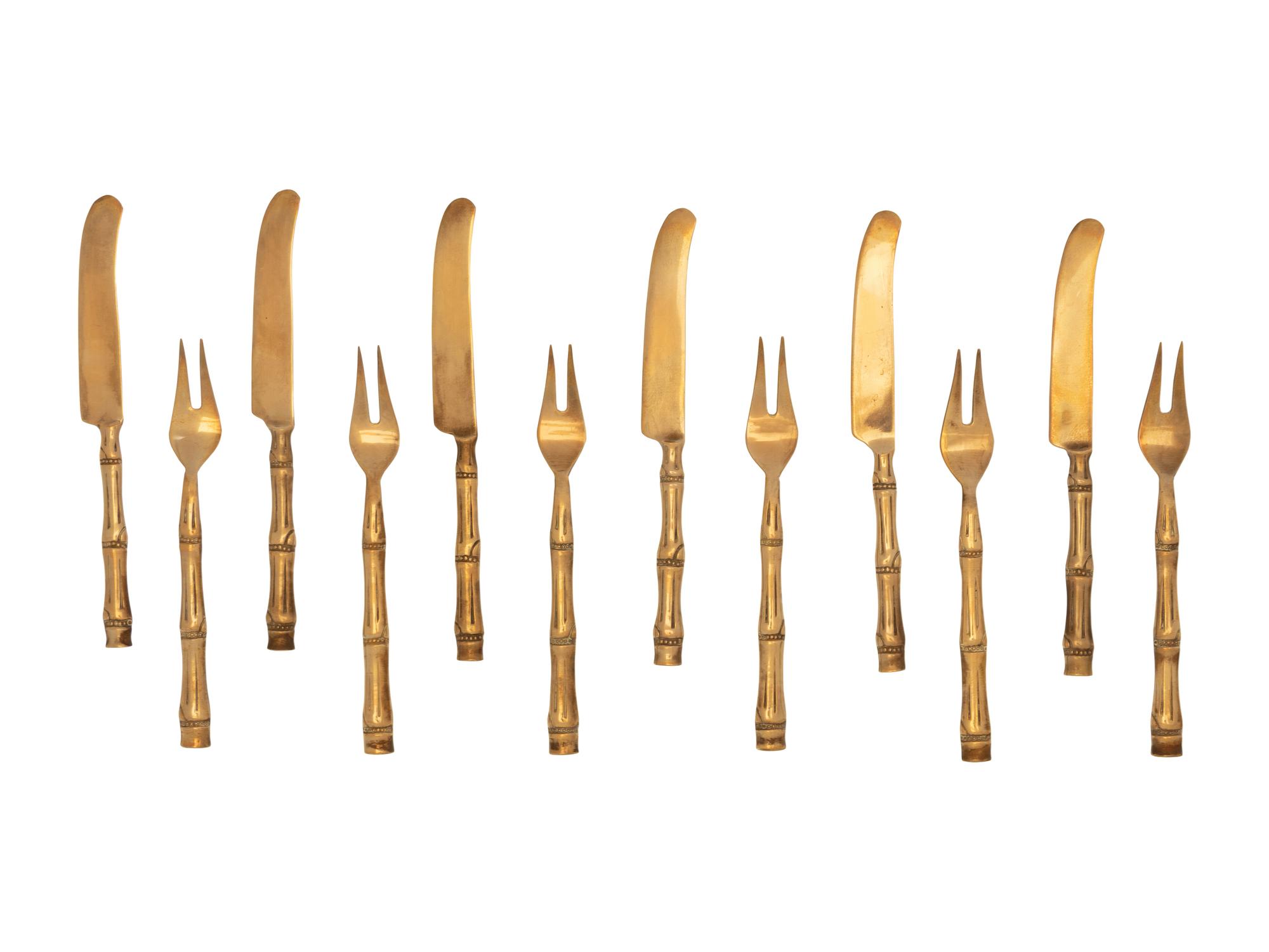 Two Cased Sets of Thai Bronze Flatware Articles