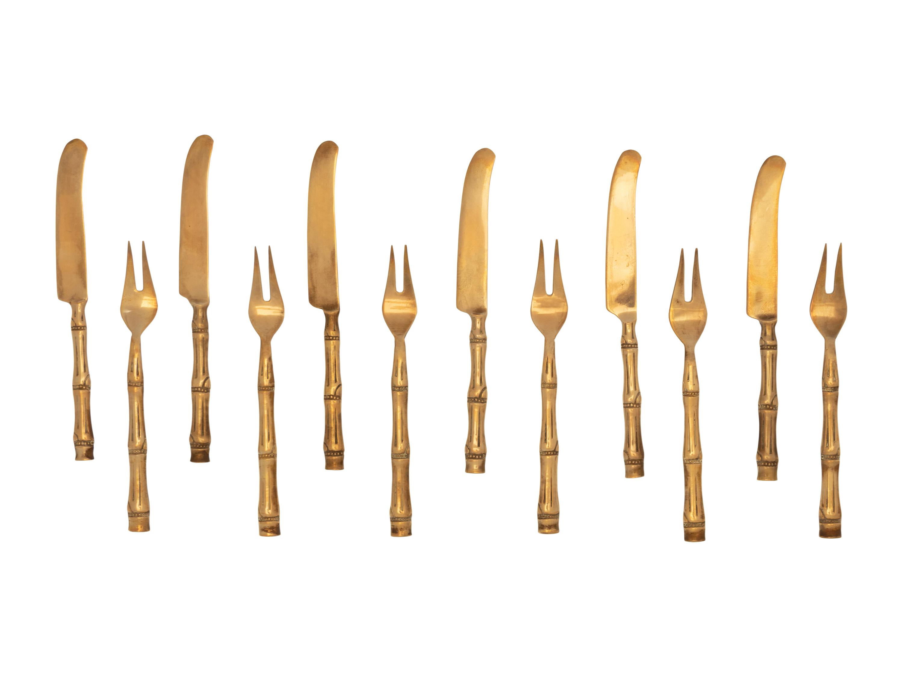 Two Cased Sets of Thai Bronze Flatware Articles