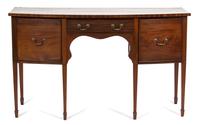 A Federal Mahogany Bowfront Sideboard Height 36 x width 60 1/2 x depth 23 inches. — 19TH CENTURY