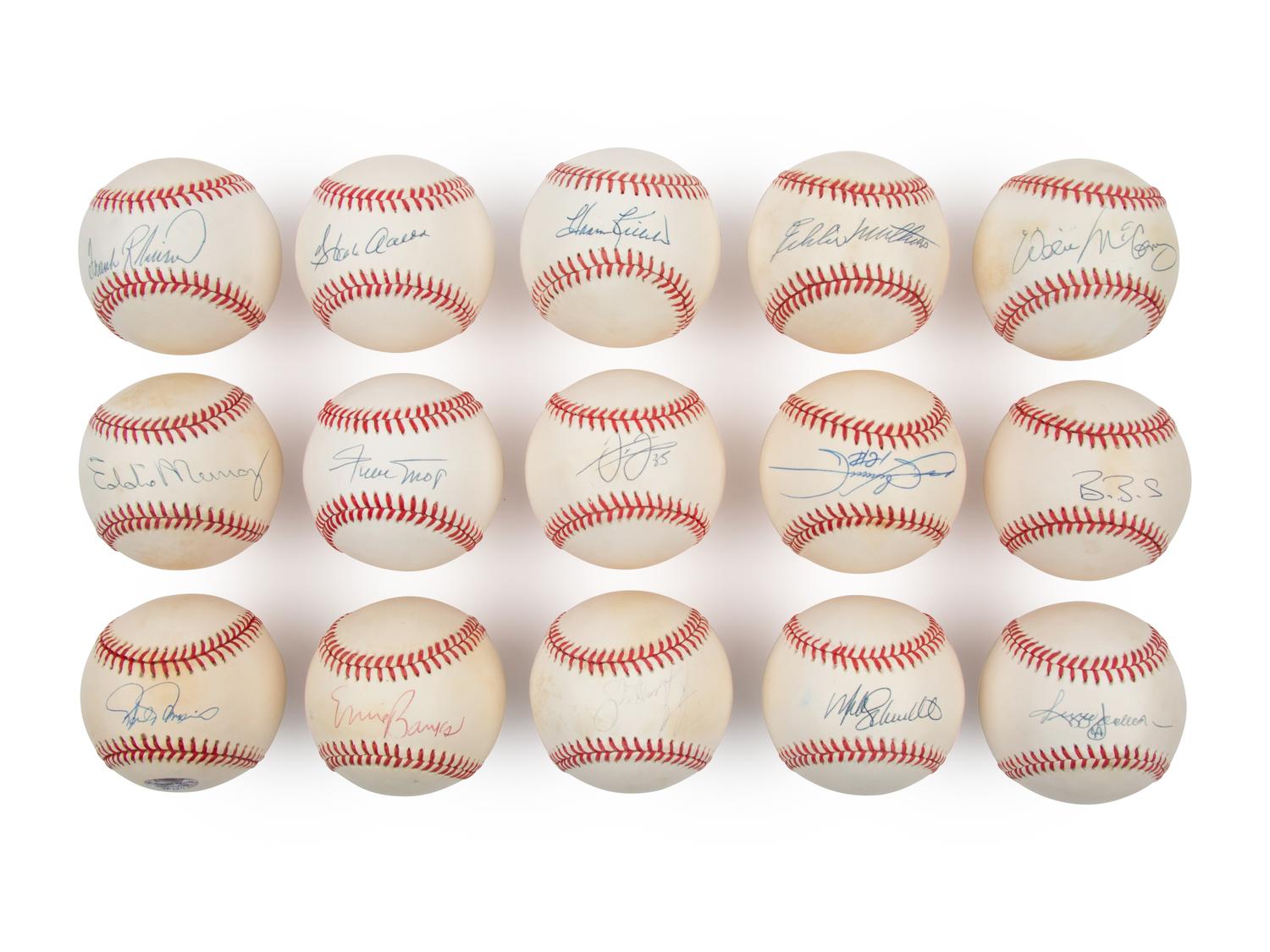 A Collection of 15 500 Home Run Club Member Single Signed Autograph Baseballs (JSA)