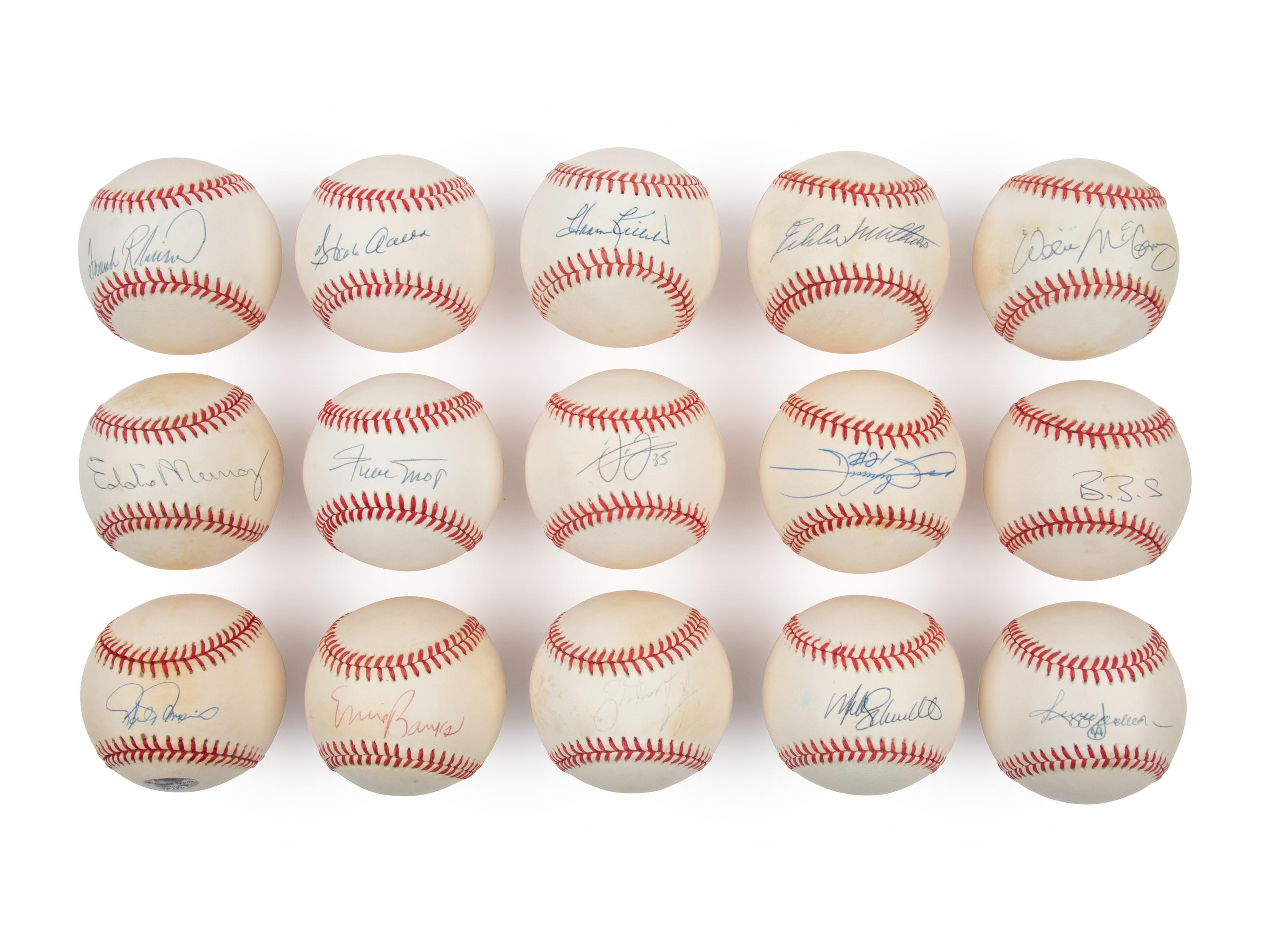 A Collection of 15 500 Home Run Club Member Single Signed Autograph Baseballs (JSA)