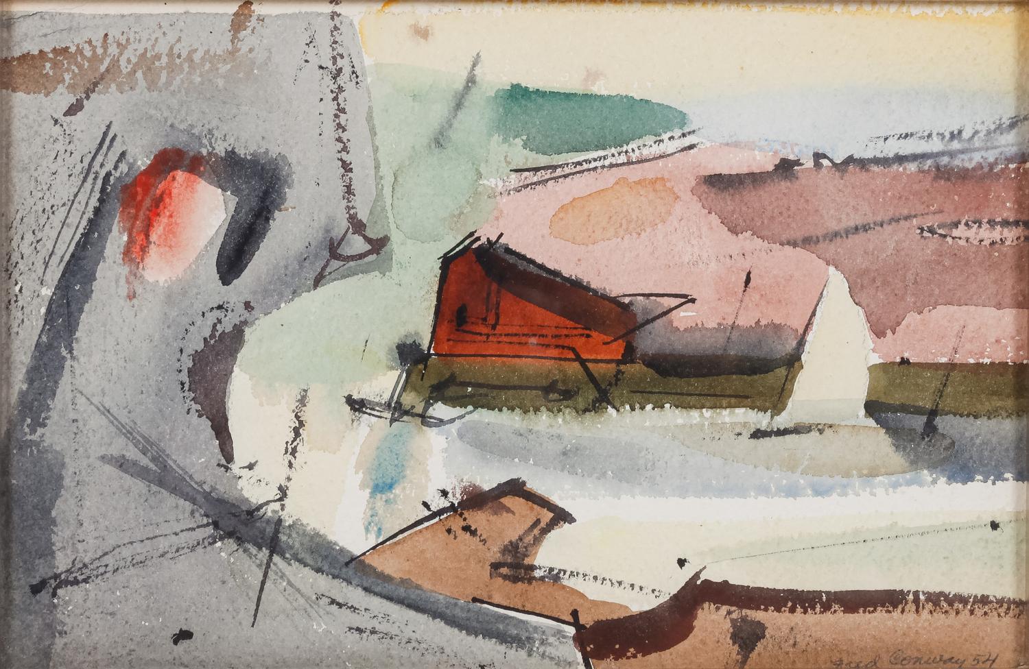 Four works: Sweden, 1951; Beach Scene; Rockport; and Harbor Scene