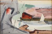 Four works: Sweden, 1951; Beach Scene; Rockport; and Harbor Scene