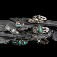 Navajo Silver and Turquoise Curio Cuff Bracelets