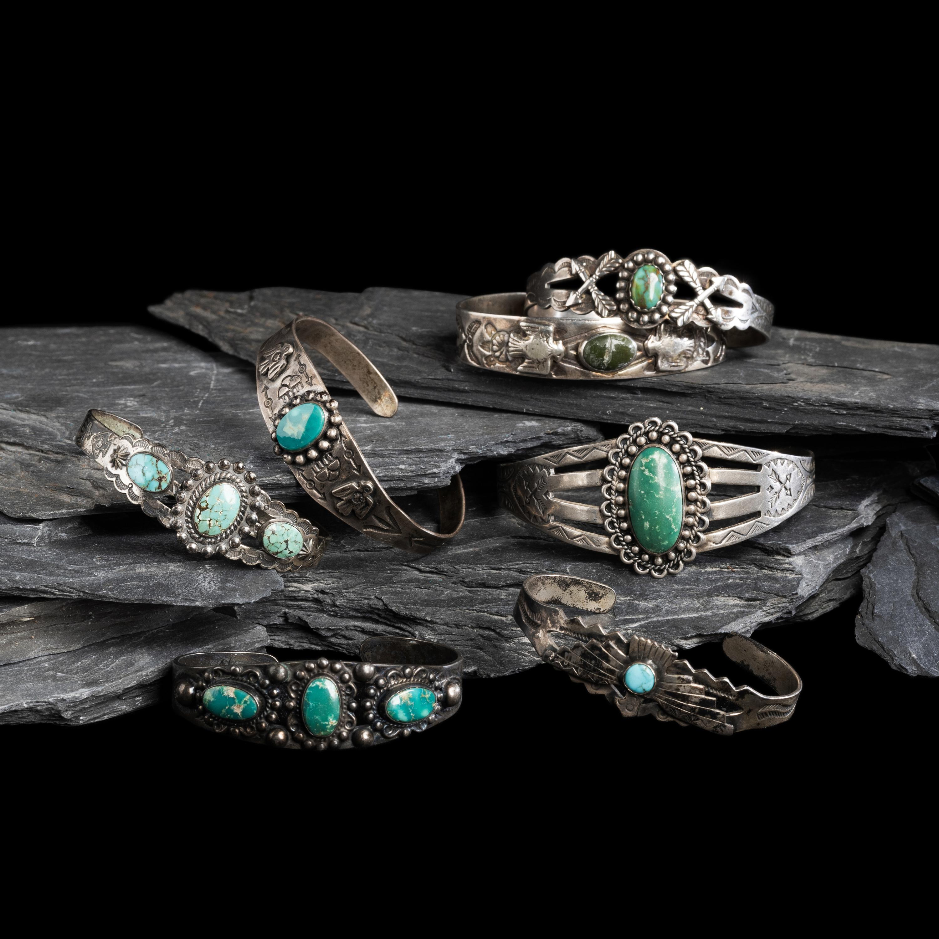 Navajo Silver and Turquoise Curio Cuff Bracelets