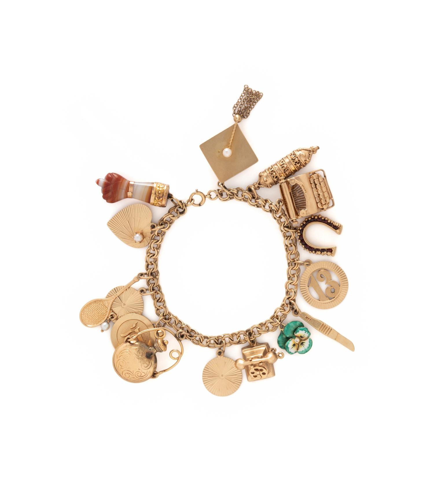 YELLOW GOLD CHARM BRACELET