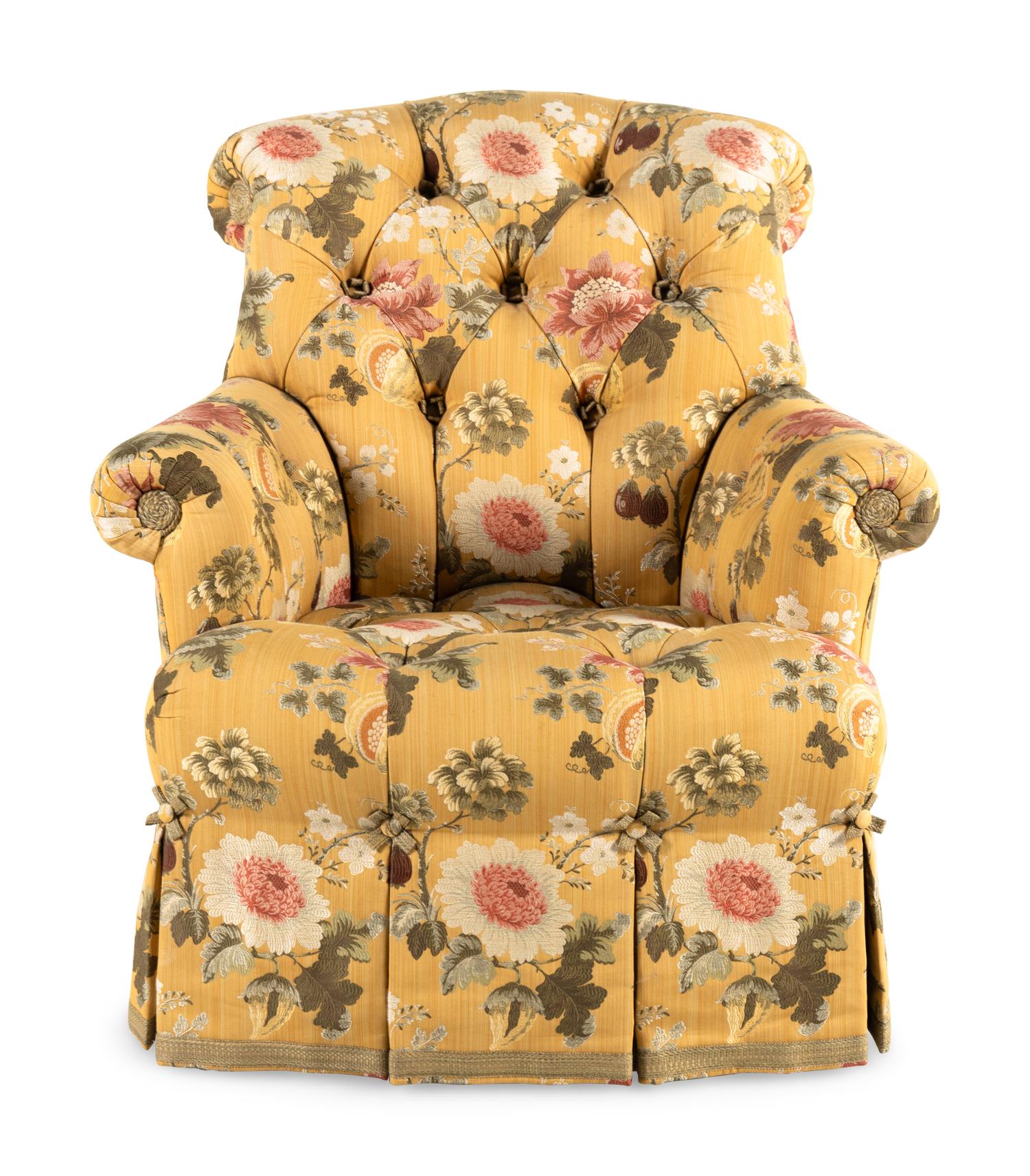 A Contemporary Button-Tufted Upholstered Armchair