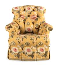 A Contemporary Button-Tufted Upholstered Armchair