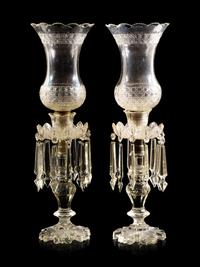 A Pair of Cut Glass Girandoles
