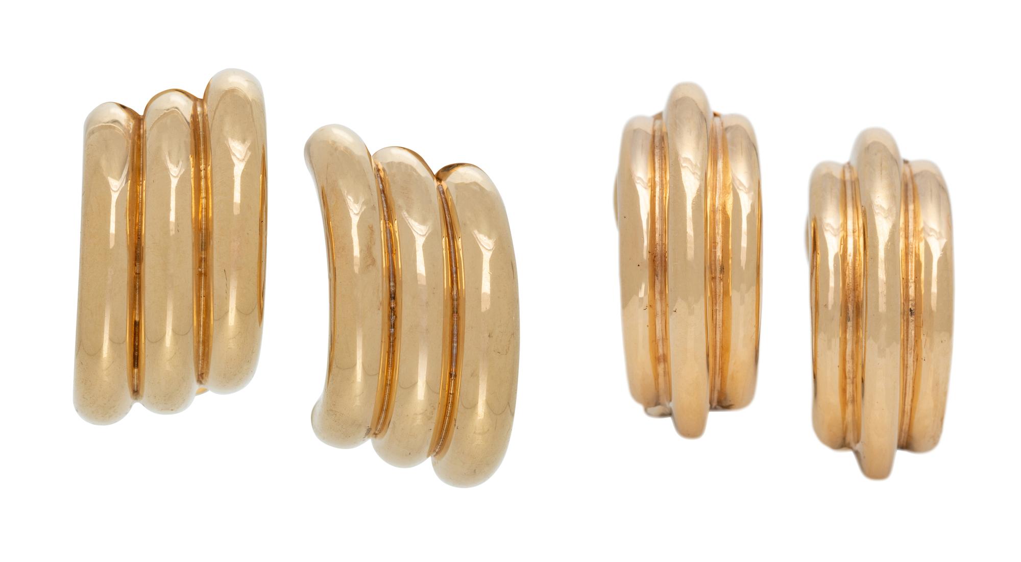 COLLECTION OF YELLOW GOLD EARCLIPS