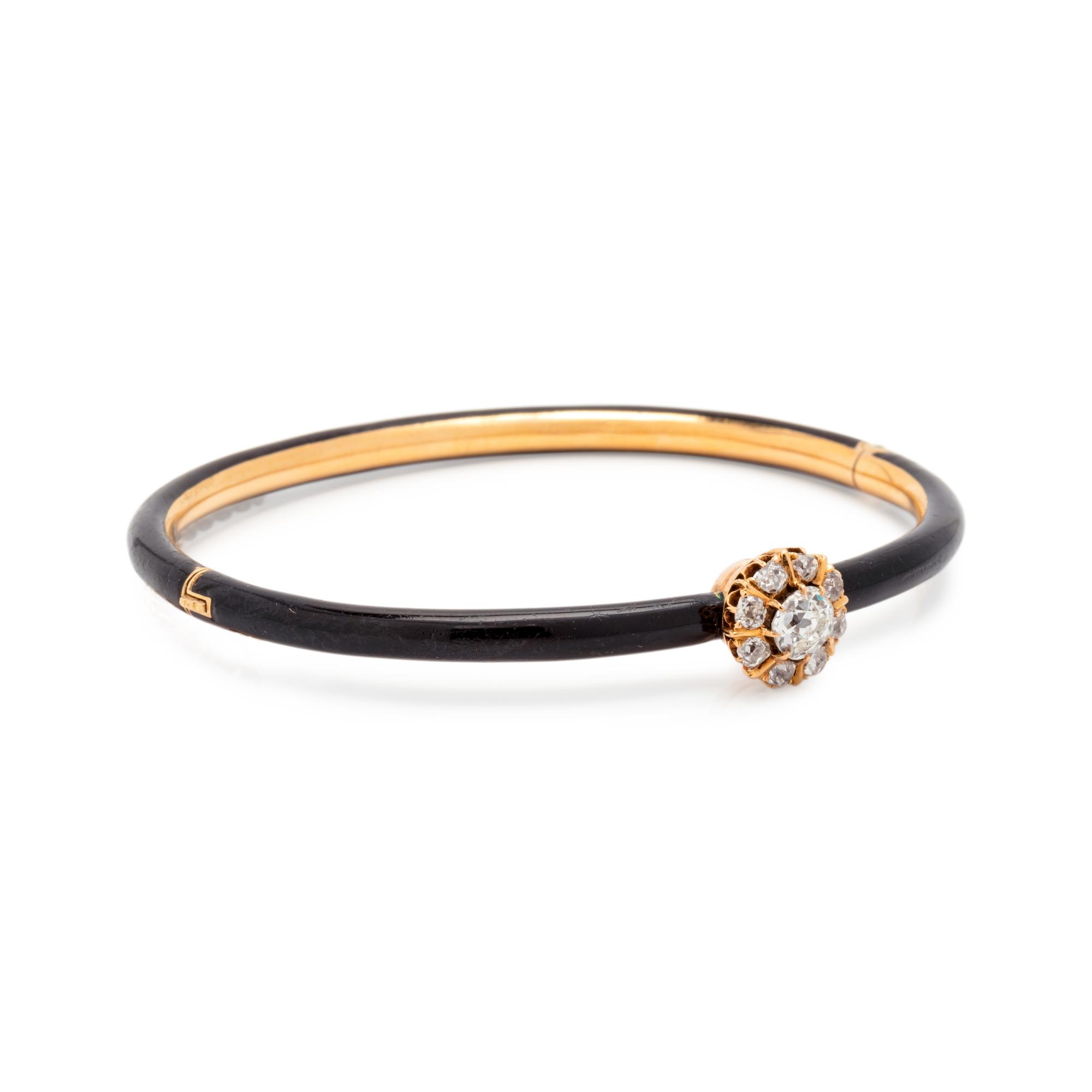 ENAMEL AND DIAMOND BANGLE BRACELET