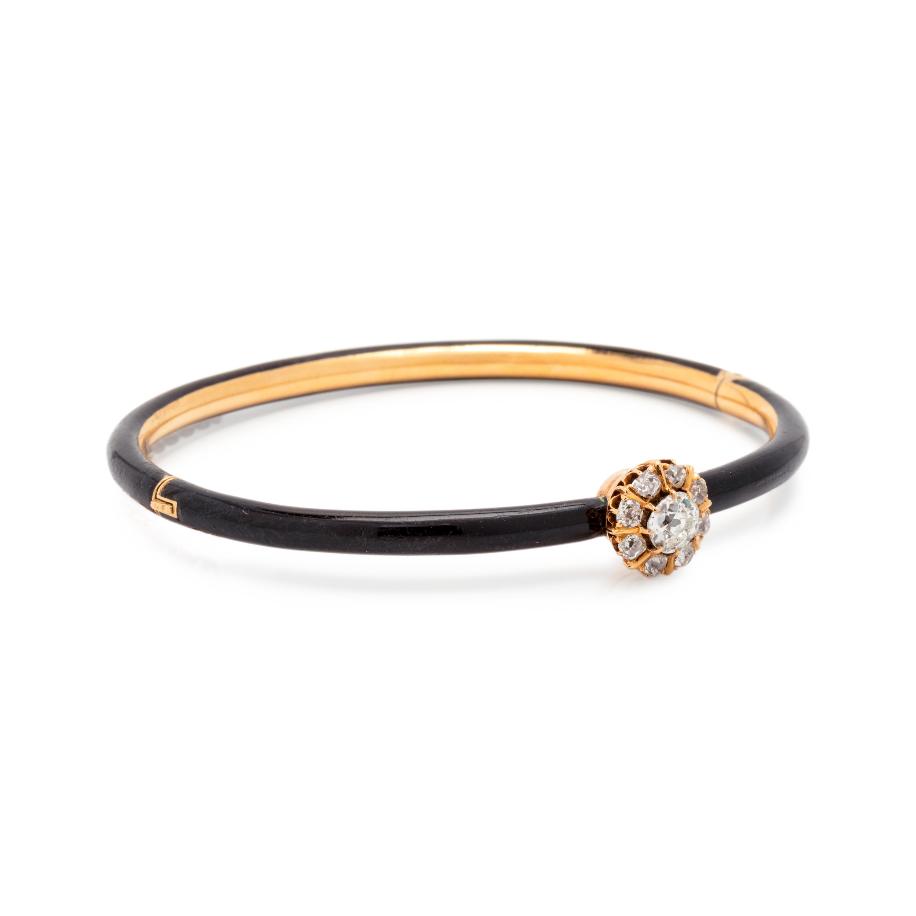 ENAMEL AND DIAMOND BANGLE BRACELET
