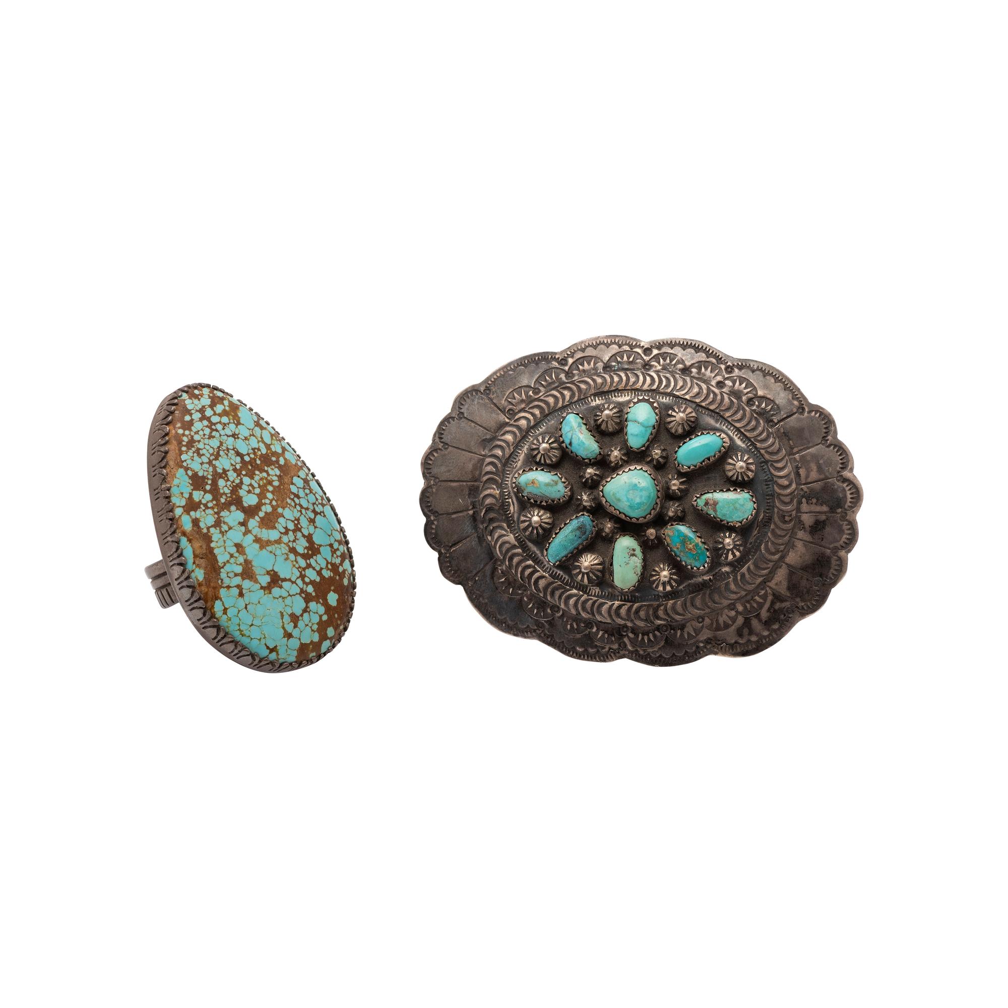 Sterling Silver and Indian Mountian Turquoise Ring, PLUS