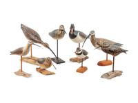 Eight Carved and Polychrome Painted Shorebirds