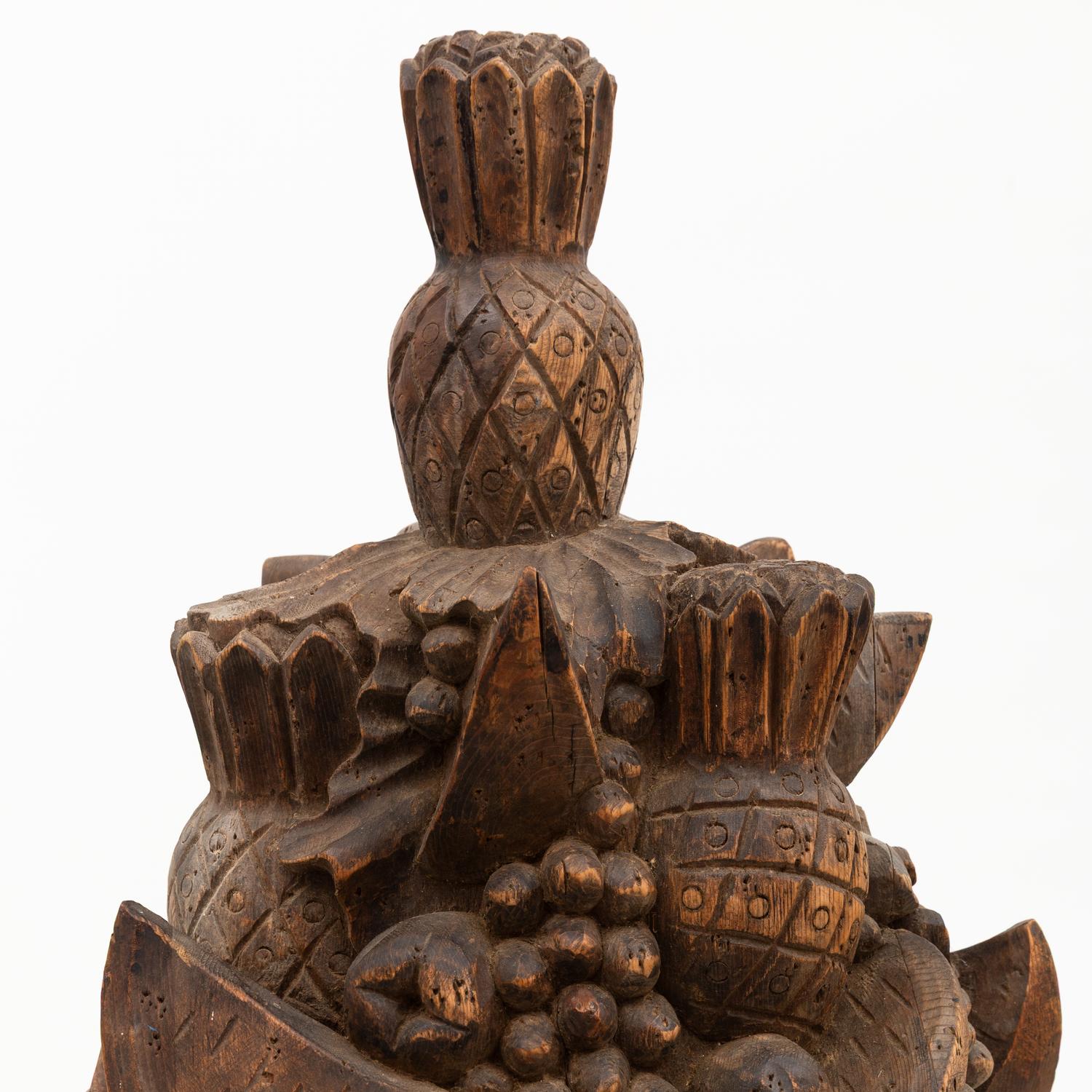 A French Carved Oak Fruit Basket Architectural Finial