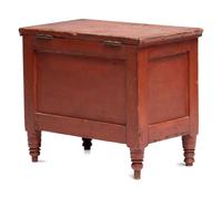 A Late Federal Red Painted Pine Miniature Blanket Chest