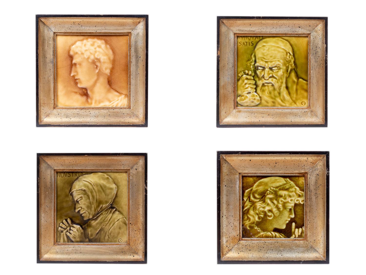 A Group of Four American Framed Tiles — 20TH CENTURY