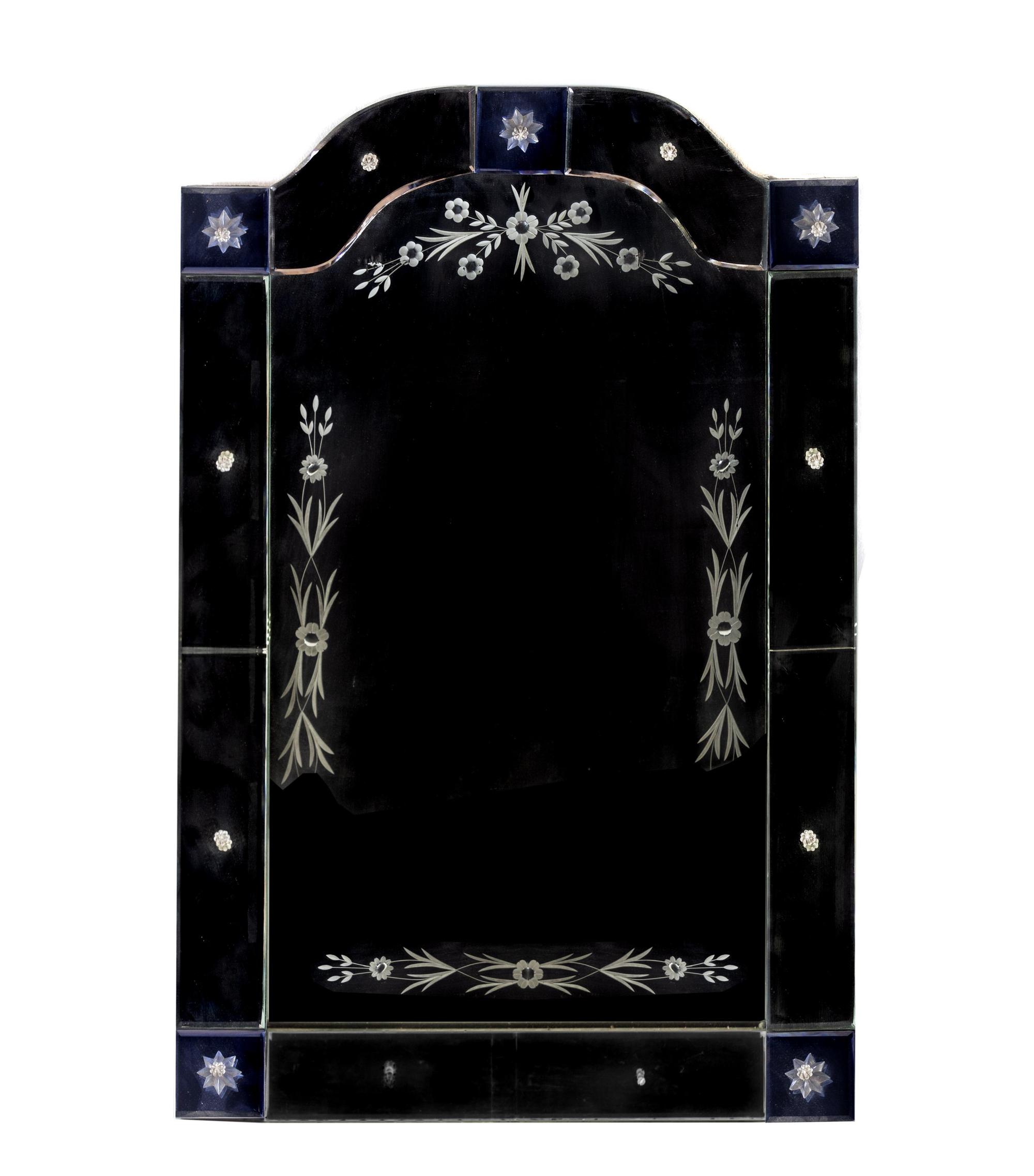 A Venetian Colored and Cut Glass Mirror