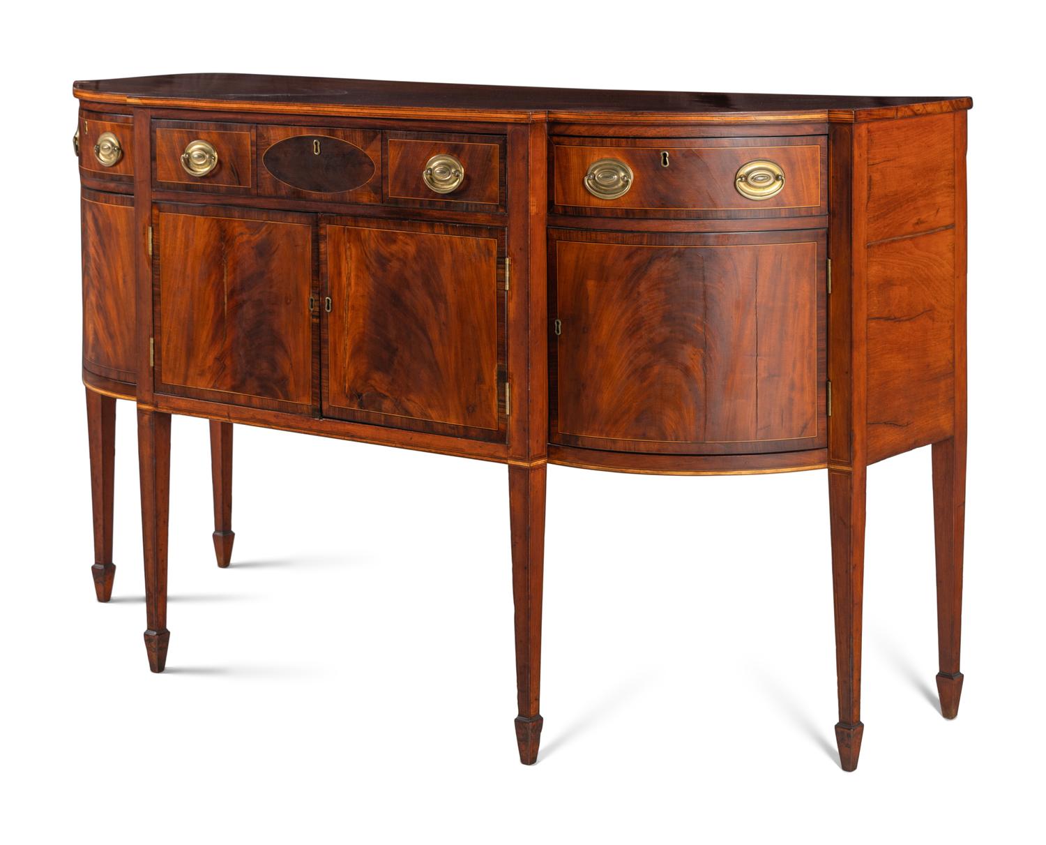 A Federal Inlaid and Figured Mahogany Sideboard