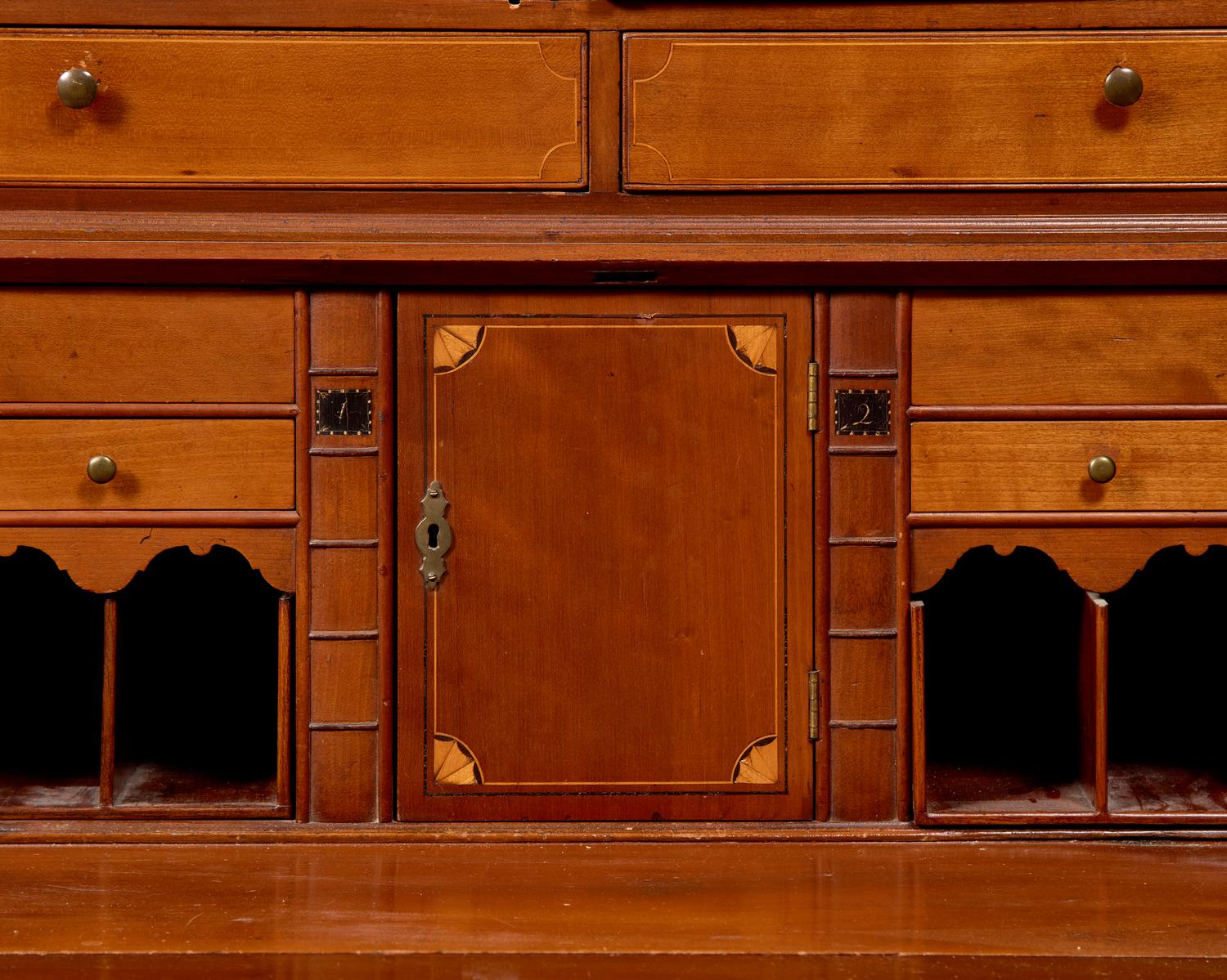 A Federal Inlaid Cherry Secretary Bookcase